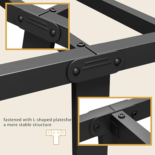 Full Metal Bed Frame with Victorian Headboard & Footboard, Black