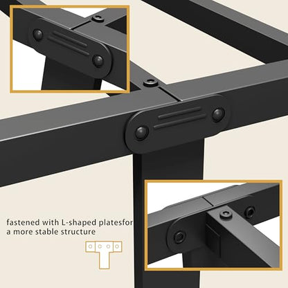 Full Metal Bed Frame with Victorian Headboard & Footboard, Black