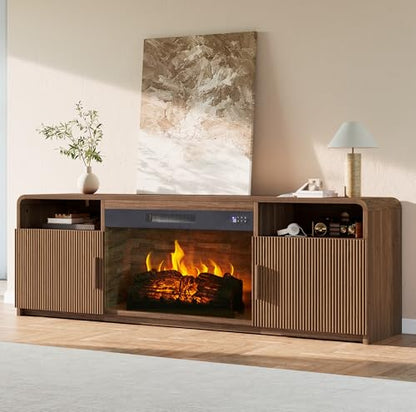 70" Fluted Fireplace TV Stand with 30" Electric Fireplace