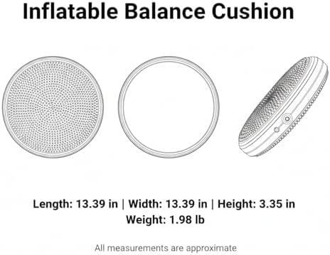 Inflatable Balance Disc Cushion, 13.4 Inch PVC Wobble Seat for Stability Training, Core Exercise & Office Chair Support, Portable Fitness Pad (Pink, Gray, Purple, Blue)