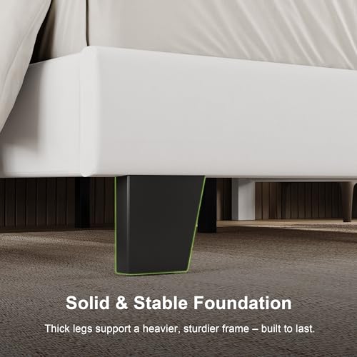 Queen Size Bed Frame with Headboard, Upholstered Velvet Platform Bedframe with Solid Wooden Slats, Noise-Free, No Box Spring Needed, Easy Assembly, White