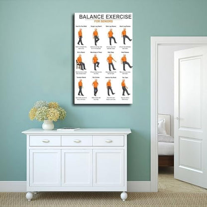Balance Exercises for Seniors Senior Balance Exercise Chart for Adults Chair Exercise Charts Canvas Poster Bedroom Decor Room Decor Frame 20x30inch