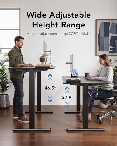 48x23 Inch Electric Standing Desk, Adjustable, Light Vintage Brown