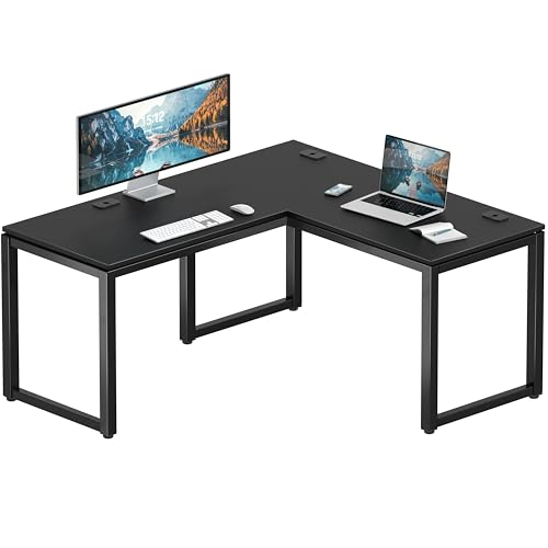 55 x 60 Commercial-Grade L-Shape Corner Office Computer Desk, Black