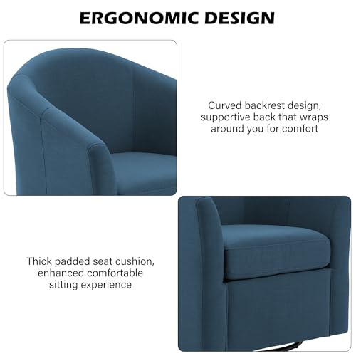 Mid-Century Modern Swivel Barrel Accent Chair, Blue, Set of 1