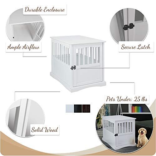 Wooden Medium Pet Crate, End Table, Espresso