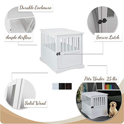 Wooden Medium Pet Crate, End Table, Espresso