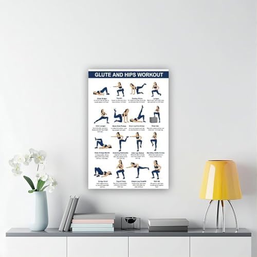 Glute And Hips Workout for Women Lower Body Exercise Chart Leg And Glute Home Gym Fitness Canvas Poster Bedroom Decor Room Decor Unframe 20x30inch