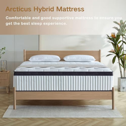 King Size Mattress, 12 Inch Hybrid Mattress in a Box with Memory Foam and Individually Pocketed Spring, Motion Isolation, Pressure Relief, Medium Firmness, CertiPUR-US Certified