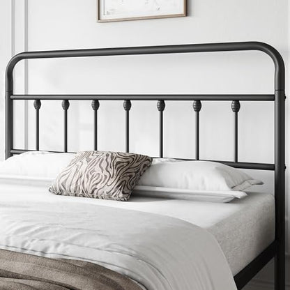 Yaheetech Full Bed Frame with Headboard, Victorian Vintage Black Iron