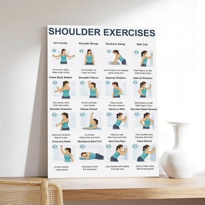 Shoulder Exercises Upper Body Mobility And Posture Workout Chart Neck And Arm Exercise Canvas Poster Wall Art for Living Room Bedroom Decor Frame 16x24inch