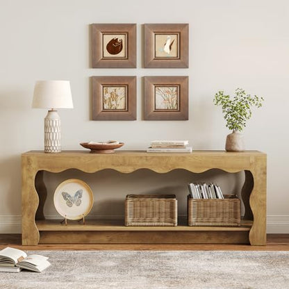 TV Stand for 65 Inch TV, Wooden Entertainment Center with Storage Cabinets, Farmhouse TV Media Console Table for Living Room, Bedroom, Open Shelf, Brown