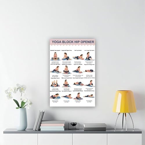 Yoga Block Hip Opener Poses Chart 16 Illustrated Yoga Pose Names Guide Studio Canvas Poster Bedroom Decor Room Decor Unframe 24x36inch