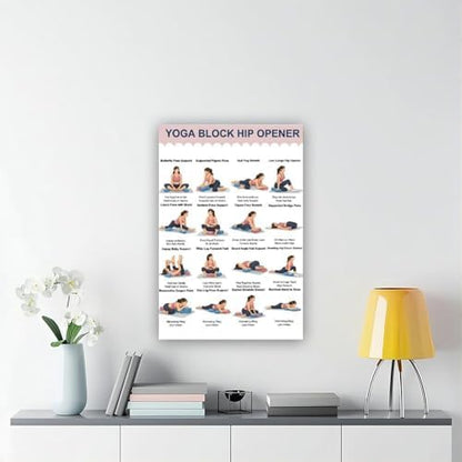 Yoga Block Hip Opener Poses Chart 16 Illustrated Yoga Pose Names Guide Studio Canvas Poster Bedroom Decor Room Decor Unframe 24x36inch