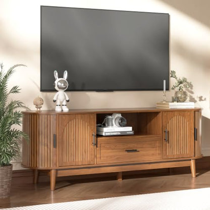 63" Fluted TV Stand for Tvs up to 70" Entertainment Center with Drawers