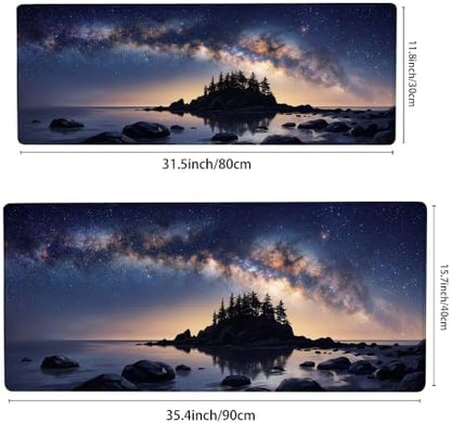 Galaxy Galaxy Night Skyline Landscape Nature Large Mouse Pad 16x36 Inch