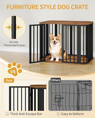 31.5'' M Dog Crate Furniture, Wooden Dog Kennel Indoor Dogs Cage