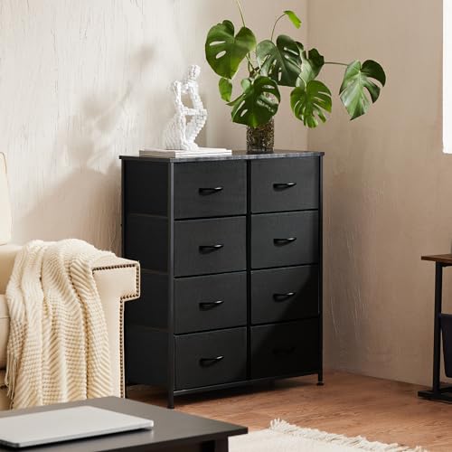 8 Drawer Black Dresser for Bedroom Tall, Organizer Storage