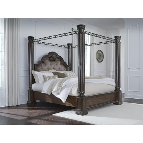 Signature Design by Ashley Maylee Queen Canopy Bed Frame, Dark Brown