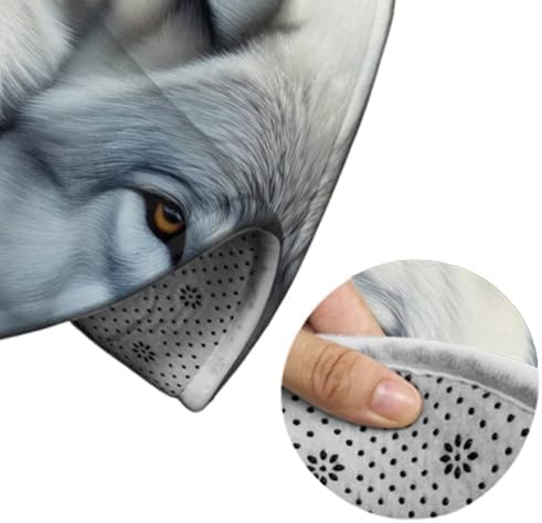 Men's Large Home Decor Mat, Soft Round Yoga Carpet, Non Slip Machine Washable Home Office Circle Rug Wolves