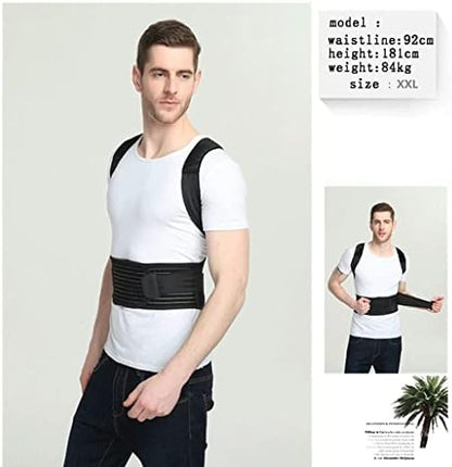 S-5XL Posture Corrector for Men and Women,Full Back Support Brace,Adjustable Breathable Posture Support(Black 5XL)