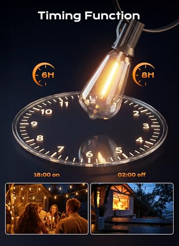 100FT Outdoor-String-Lights with Remote, Shatterproof ST38 LED Bulbs, Waterproof Patio Lights with 3 Modes, Dimmable & Connectable 2700K Hanging Lights for Backyard Porch Deck Balcony