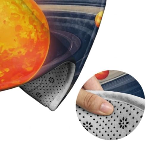Women's Large Home Decor Mat, Soft Round Yoga Carpet, Non Slip Machine Washable Home Office Circle Rug Solar System Space