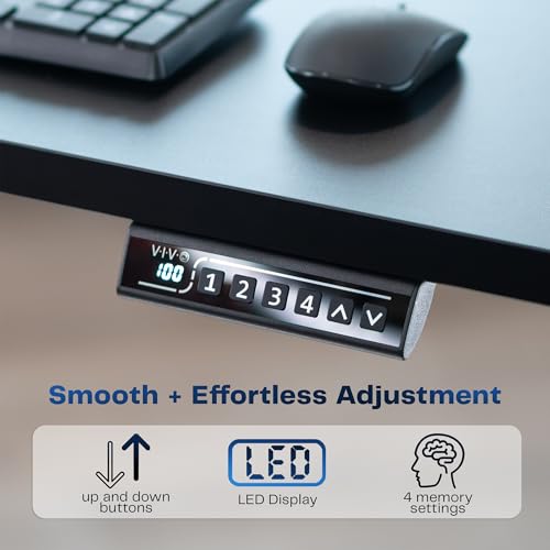 VIVO Electric 71 x 30 in Standing Desk, Memory Height Adjustment, 1B Series, Holds 220 lbs, Dark Gray Top Black Frame, DESK-KIT-1B7G