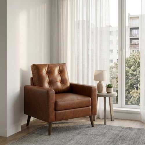 Mid Century Modern Armchair, Caramel Brown