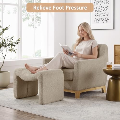 Small Footstool Ottoman, Multi-Functional Modern Foot Stool, Sofa Footrest Extra Seating for Living Room, Entryway, Hallways and Bedrooms, Small, Camel