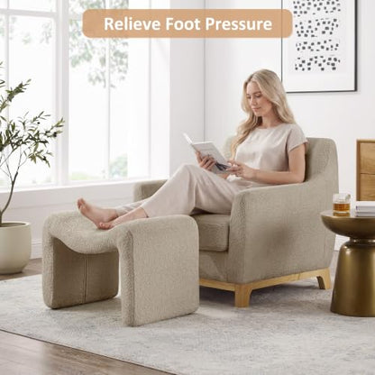 Small Footstool Ottoman, Multi-Functional Modern Foot Stool, Sofa Footrest Extra Seating for Living Room, Entryway, Hallways and Bedrooms, Small, Camel
