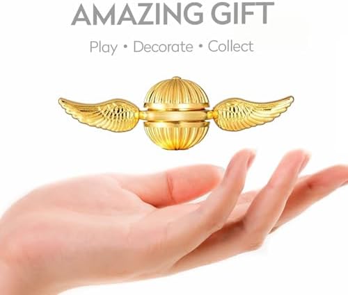 Umnodobn Gold Fidget Spinner Magic Orb Anxiety Toys Stress Relief Reducer Spin Fidgets Hand Bearing Tri Spinner Finger Spinners Toy Focus Fidgeting Restless Novelty Gift for Adults Kids