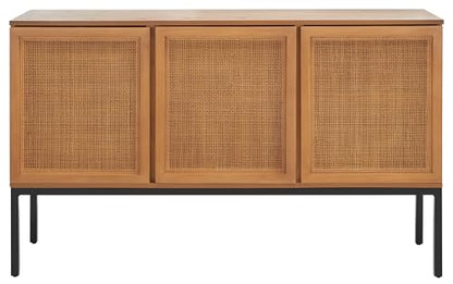 Safavieh Home Collection Zadie Coastal Natural/Black Rattan 3-Door Storage Sideboard