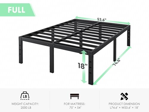 Full Size Bed Frame - 18 in Sturdy Platform Bed Frame Full