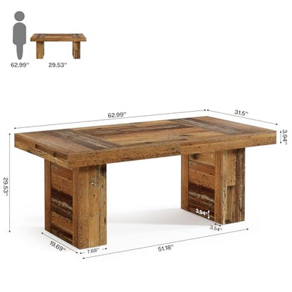 63-Inch Farmhouse Executive Desk, Distressed Rustic Brown