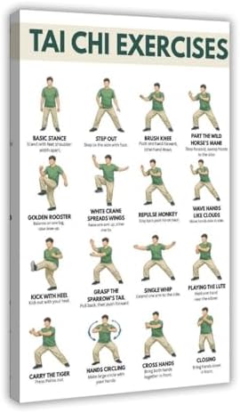 Tai Chi Exercise for Men Tai Chi Walking Exercise Chart for Men Canvas Poster Bedroom Decor Room Decor Frame 20x30inch