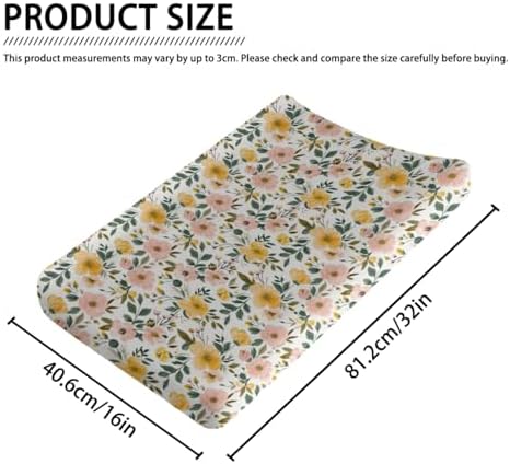 Spring Colorful Flowers Floral Leaves Baby Changing Pad Cover, Unisex Flowers Nursery Diaper Changing Table Pad Mat Sheet for Boys Girls-16x32