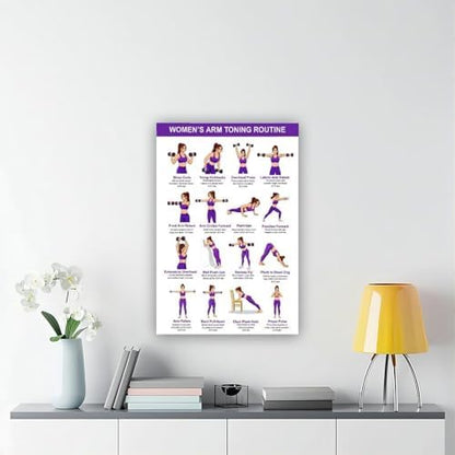 Arm Workout for Women Dumbbell Arm Exercise Chart Upper Body Strength Training Home Gym Canvas Poster Wall Art for Living Room Bedroom Decor Unframe 24x36inch