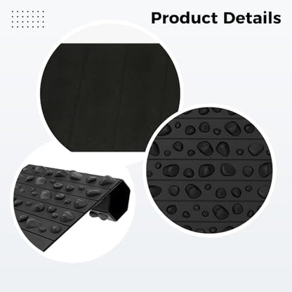 Portable Feet Acupressure Mat, Foot Massage Pad for Yoga and Standing Desk, Anti Fatigue Office Stand Up Pad, EVA Material, 19.7 x 11.8 in / 50 x 30 cm, Black Stone Texture