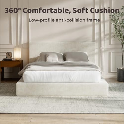 AirFrame Queen Upholstered Bed Frame with Plush Padded Headboard