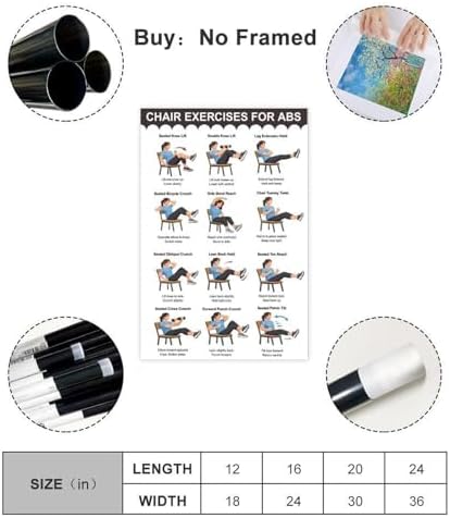Chair Exercises for Abs Seated Core Workout Chart Adult Fitness Canvas Poster Bedroom Decor Room Decor Unframe 24x36inch