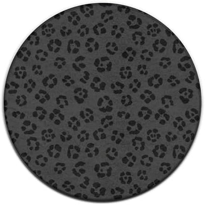 Large Round Area Rug Home Decor Modern Bathroom Rug Kitchen Office Circle Rug for Living Room Sofa Circle Cute Mat Dark Gray Black Leopard Cheetah Print