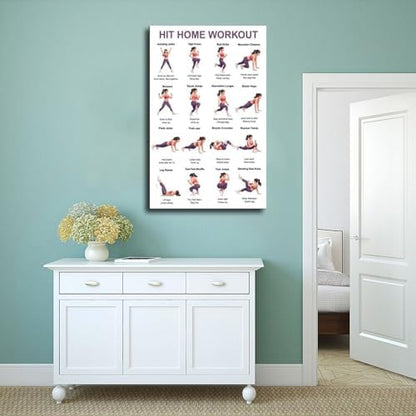 Home Workout Full Body No Equipment Cardio Chart 16 Exercises Canvas Poster Bedroom Decor Room Decor Frame 24x36inch