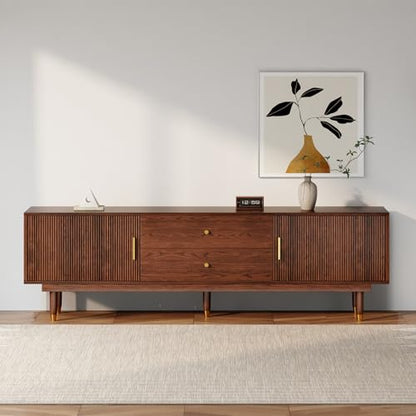 66.9" Mid Century Modern TV Stand for 75 inch TV for Living Room, Walnut