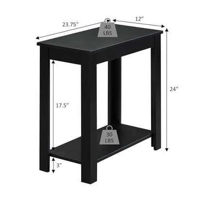 Designs2Go Baja Chairside End Table 23.75"- Modern Living Room Table with Storage Shelf, Transitional Bedside Table, Mahogany