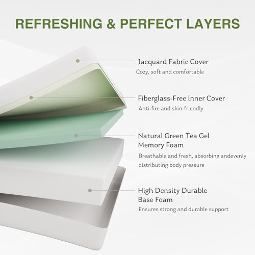 King Size Memory Foam Mattress, 12 Inch Bed Mattress in a Box with Cooling Green Tea Gel, Relieve Pressure with Medium Firm Support, CertiPUR-US Certified, 80''L x 76''W, White