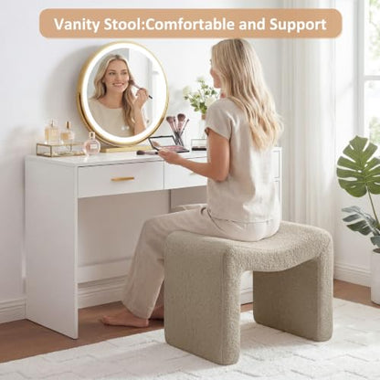 Small Footstool Ottoman, Multi-Functional Modern Foot Stool, Sofa Footrest Extra Seating for Living Room, Entryway, Hallways and Bedrooms, Small, Camel