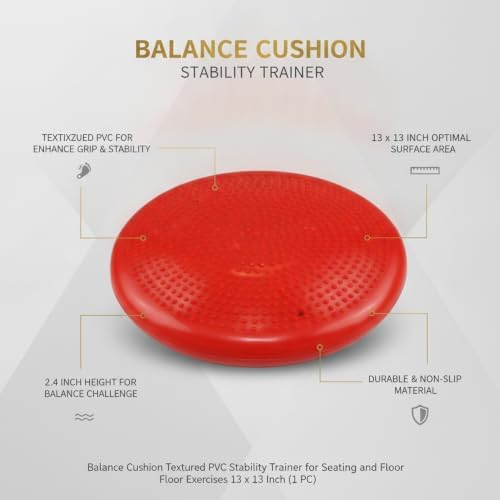 13 x 13 Inch Textured PVC Balance Cushion Stability Trainer for Active Seating and Floor Exercises