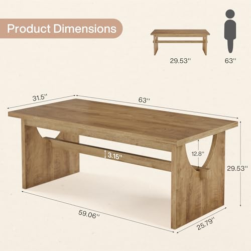 Tribesigns Executive Office Desk, 63-Inch Farmhouse Computer Desk, Large Writing Study Conference Table with Sturdy Legs, Business Workstation Table for Home Office, Rustic Brown