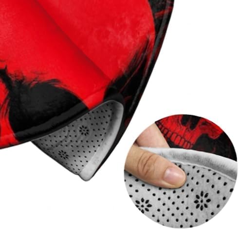 Women's Large Home Decor Mat, Soft Round Yoga Carpet, Non Slip Machine Washable Home Office Circle Rug Cool Red Skulls
